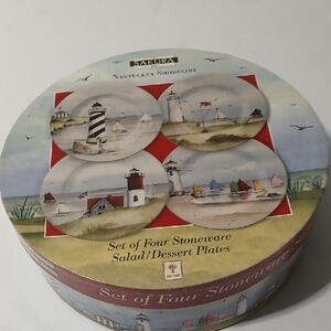 Sakura Nantucket Shoreline Stoneware Plate Set Of Four